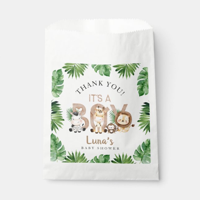 It's a Boy Jungle Theme Baby Shower Paper Favour Bag (Front)
