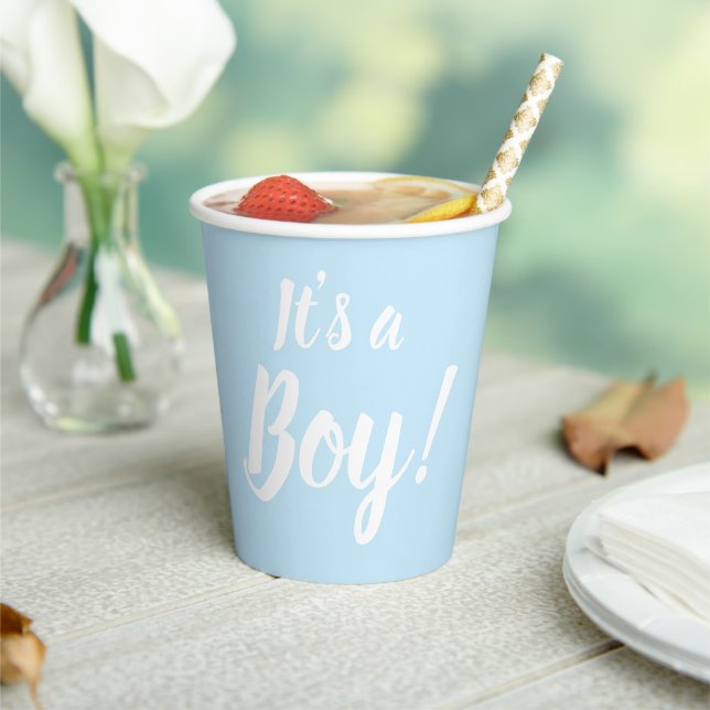 It's a Boy, light blue baby shower gender reveal Paper Cups (Insitu)