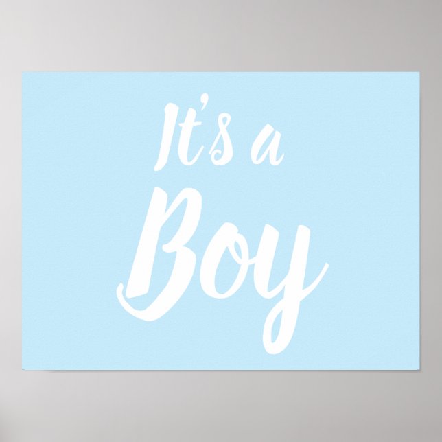 It's a Boy, light blue baby shower, gender reveal Poster (Front)