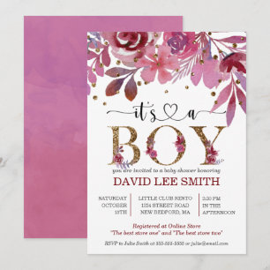 It's a Boy Lila and Gold Confetti Boy Baby Shower