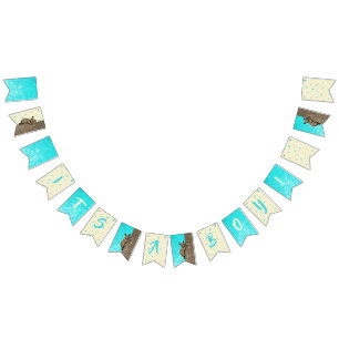 It's a Boy Little Cub Teal and Tan Baby Shower Bunting Flags