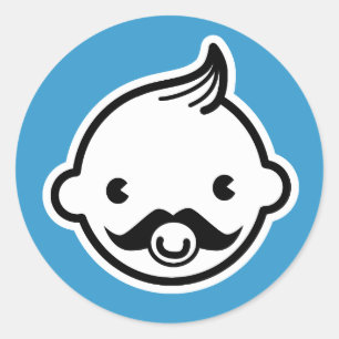 It's a boy! Little Man Moustache Blue Stickers