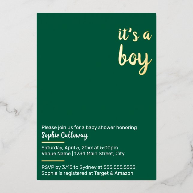 It's a Boy Minimalist Baby Shower (Front)