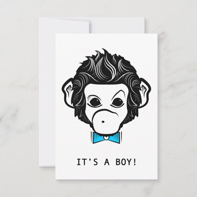 it's a boy! mister monkey invitation (Front)