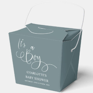 It's a Boy! Modern Minimal Calligraphy Baby Shower Favor Box
