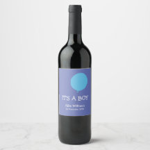 It's a Boy Modern whimsical blue wine label