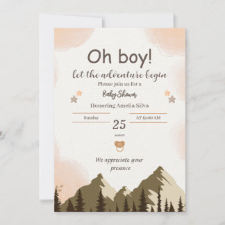 It's a Boy Mountain Forest Boy Baby Shower Invitation