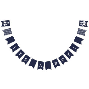 Its A Boy Navy Nautical Bunting Flags