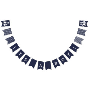 Its A Boy  Navy Nautical Bunting Flags