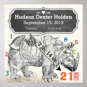 It's A Boy! New Baby Rhinoceros Poster