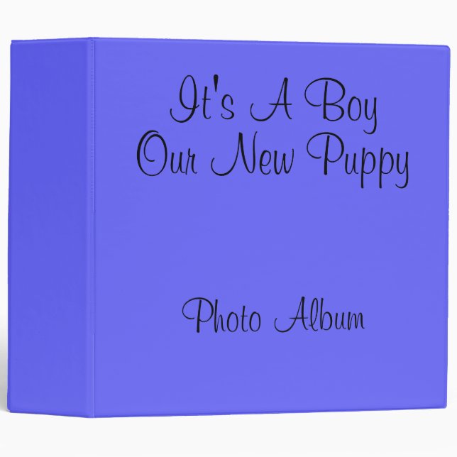'It's A Boy" Our New Puppy babybook in Blue Binder (Front/Spine)