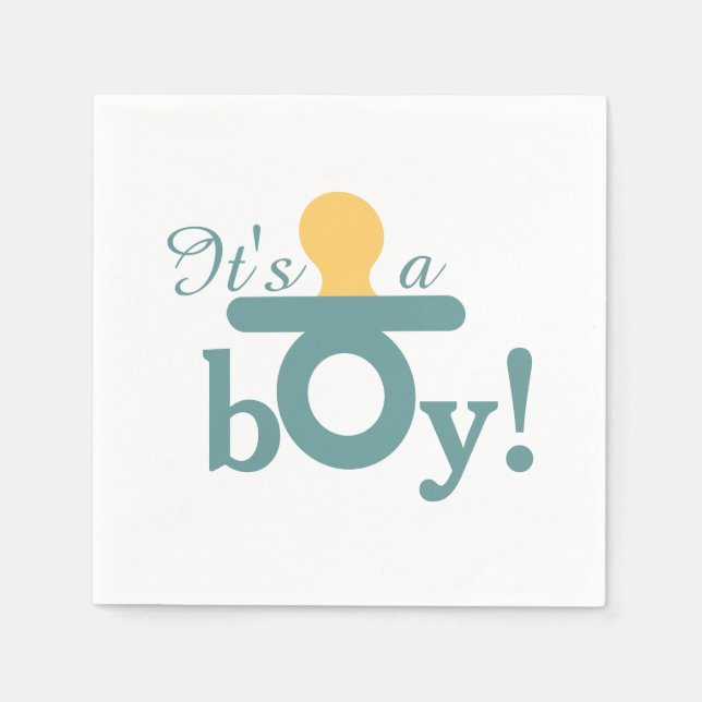 It's a Boy Pacifier Announcement Paper Napkin Set (Front)