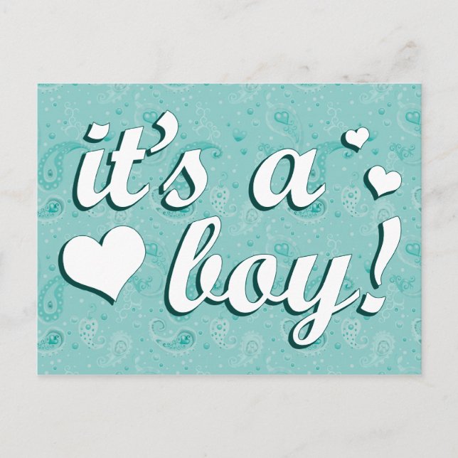 it's a boy : paisley announcement postcard (Front)