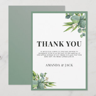 It's a Boy Palms Leaves Floral Green Baby Shower Thank You Card