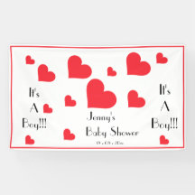 It's A Boy! Personalized Cute Hearts Baby Shower