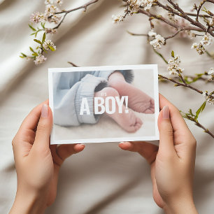 Its a boy photo memory baby shower card. invitation