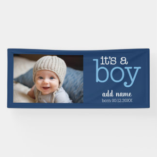 It's A Boy - Photo Modern, Whimsical White Type Banner