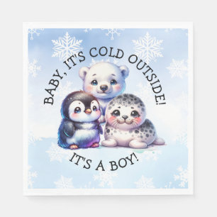 It's a Boy Polar Arctic Winter Baby Shower Napkin