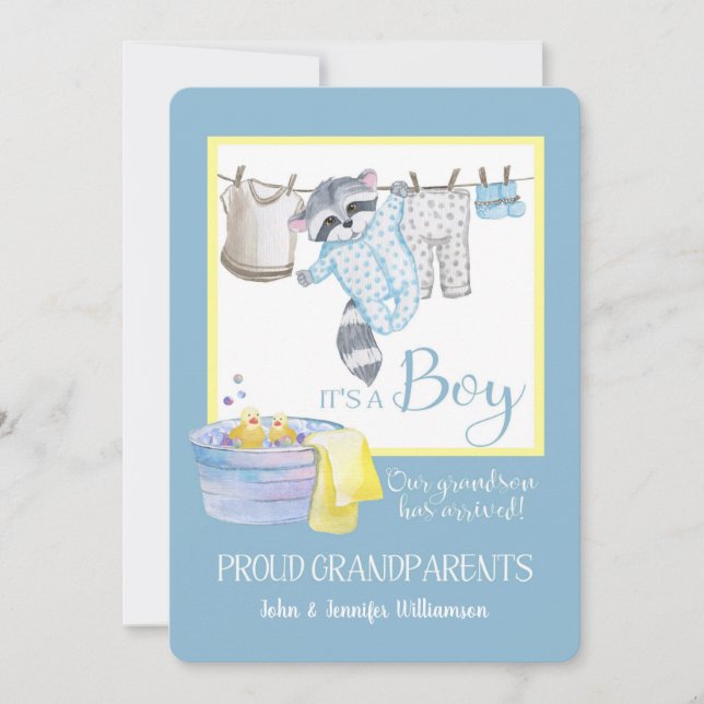 It's a Boy - Proud Grandparents Announcement Clot (Front)