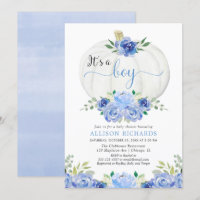 It's a boy pumpkin blue floral white baby shower