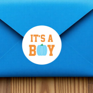 It's A Boy Pumpkin Classic Round Sticker