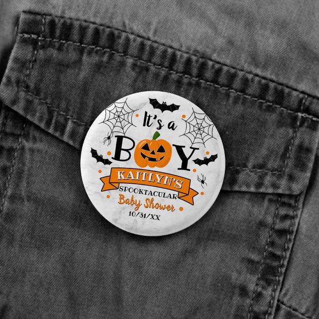 "It's A Boy" Pumpkin Halloween Baby Shower 1 Inch Round Button (Creator Uploaded)