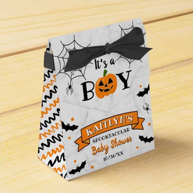 "It's A Boy" Pumpkin Halloween Baby Shower Favor Box (Creator Uploaded)