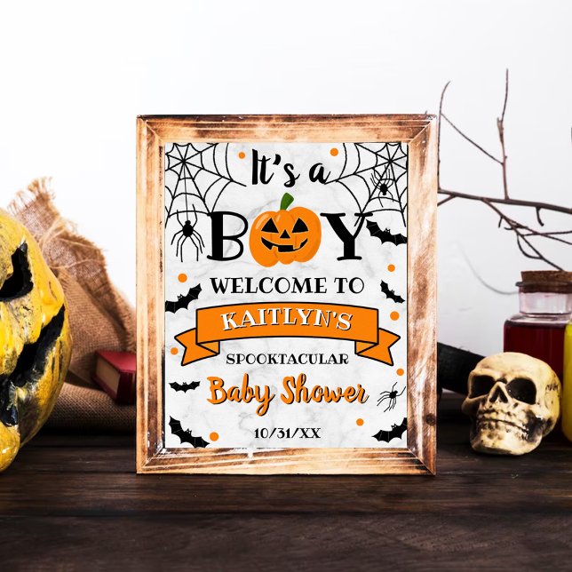 "It's A Boy" Pumpkin Halloween Baby Shower Welcome Poster (Creator Uploaded)