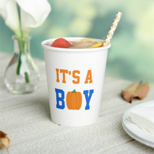 It's A Boy Pumpkin Paper Cups