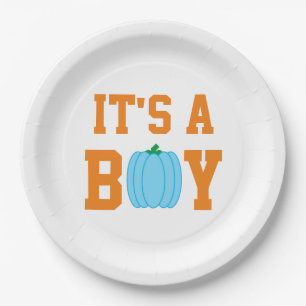It's A Boy Pumpkin Paper Plate