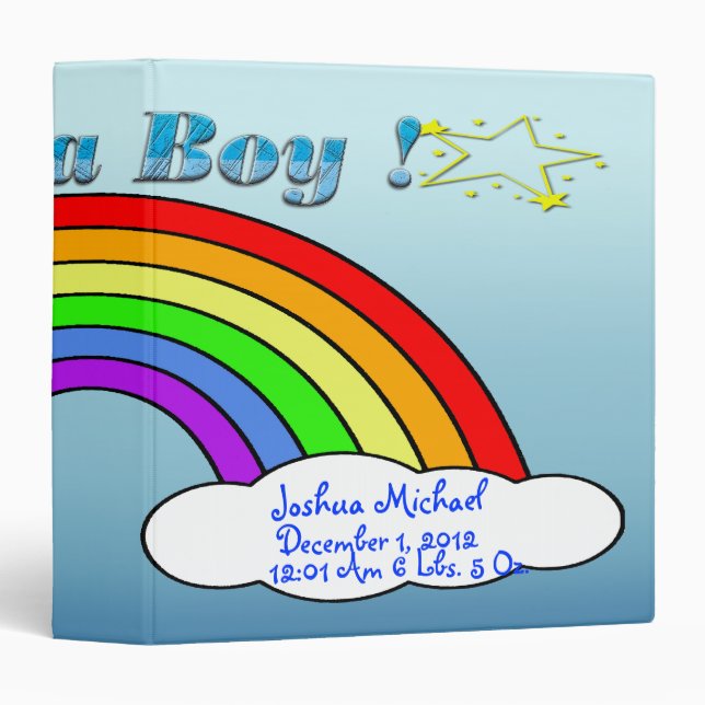 It's A Boy -  Rainbow Keepsake Baby Book Binder (Front/Spine)