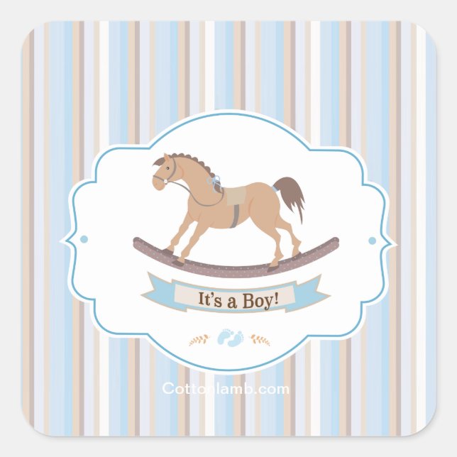 It's A Boy Rocking Horse Stickers (Front)