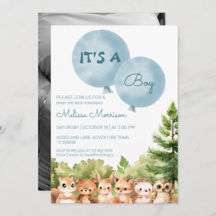 It's A Boy Rustic Baby Boy Shower Invitation