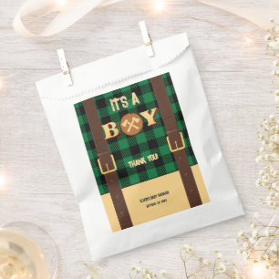 It's a boy Rustic Lumberjack Flannel Baby Shower I Favour Bag