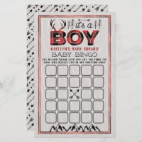 It's A Boy! Rustic Plaid Lumberjack Baby Bingo