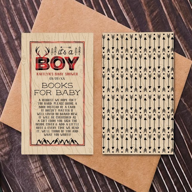 It's A Boy! Rustic Plaid Lumberjack Baby Shower Enclosure Card (Creator Uploaded)