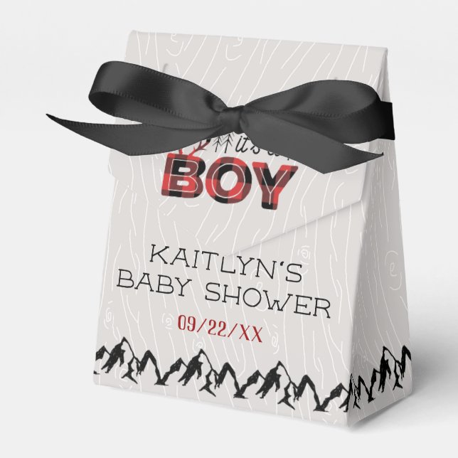 It's A Boy! Rustic Plaid Lumberjack Baby Shower Favor Box (Front Side)