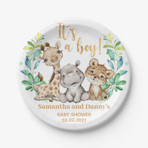 It's a Boy! Safari Baby Shower Paper Plate
