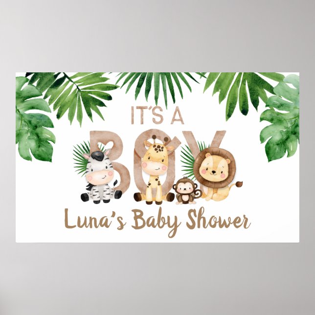 It's a Boy Safari Baby Shower  Poster (Front)