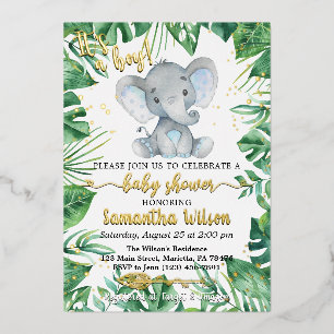 It's a Boy Safari Elephant Baby Shower Real Foil I