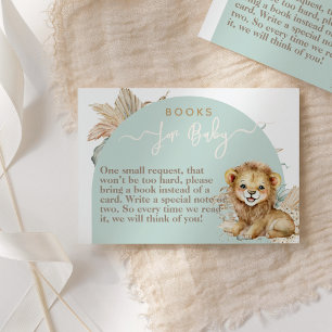 It's a boy Safari Theme Lion Baby Shower books Enclosure Card