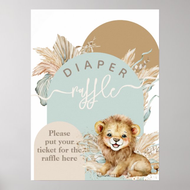 It's a boy Safari Theme Lion Baby Shower Poster (Front)