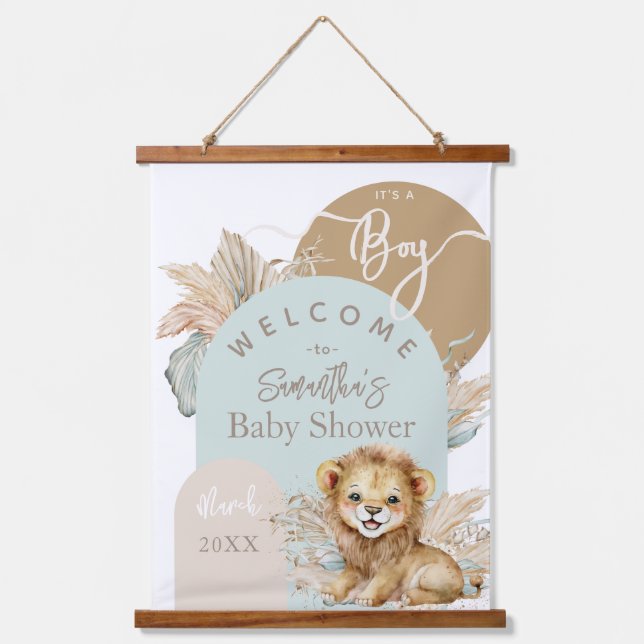 It's a boy Safari Theme Lion Baby Shower welcome Hanging Tapestry (Front)