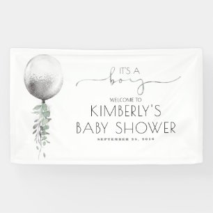 Its a Boy Silver Balloon Baby Shower Banner