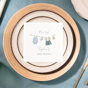 Its a Boy Simple Clothes Watercolor Baby Shower Napkin