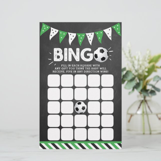 It's A Boy! Soccer Themed Co-ed Baby Shower Bingo (Standing Front)
