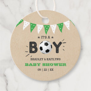 It's A Boy! Soccer Themed Co-ed Baby Shower Favour Tags