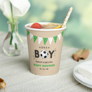 It's A Boy! Soccer Themed Co-ed Baby Shower Paper Cups