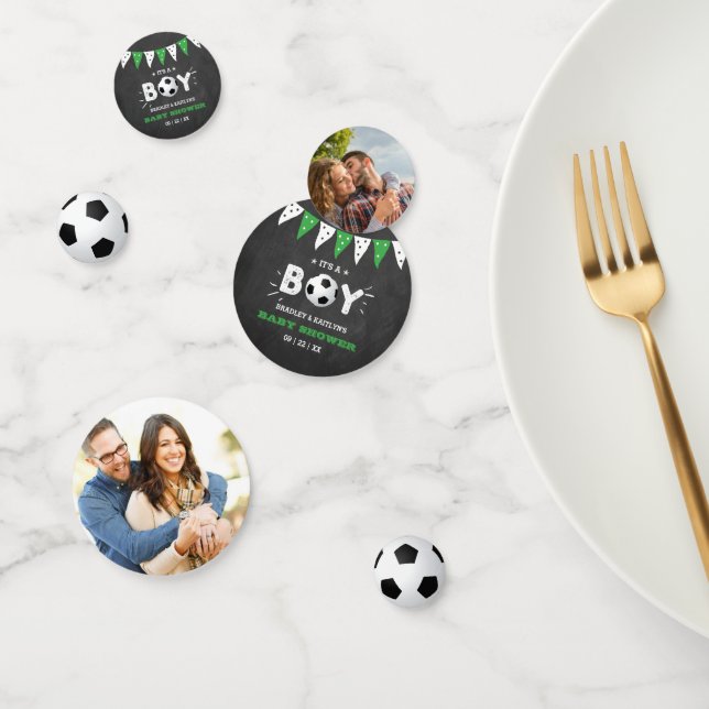 It's A Boy! Soccer Themed Co-ed Baby Shower Photo Confetti (Group)
