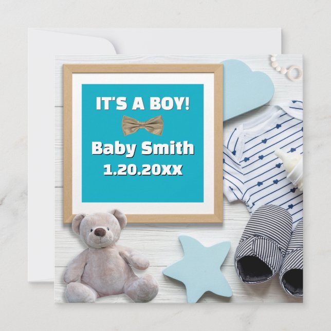 It's A Boy Social Media, baby blue Pregnancy Announcement (Front)